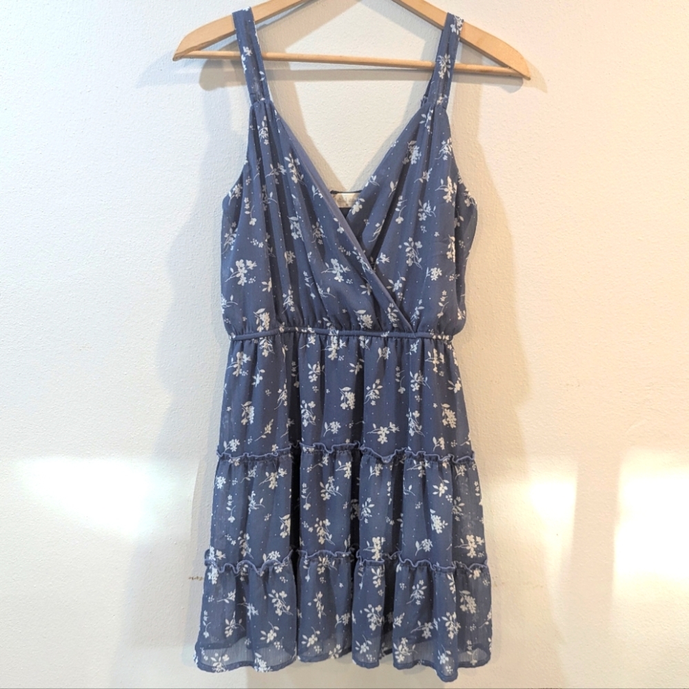 Altar'd State Blue and White Floral Mini Dress